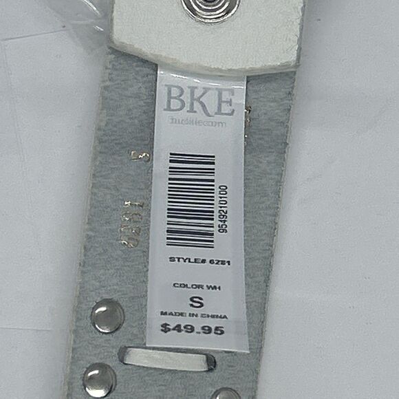 BKE White Leather Rhinestone Western Studded Glitz Belt Womens Size Small S 6Z81 main image 5